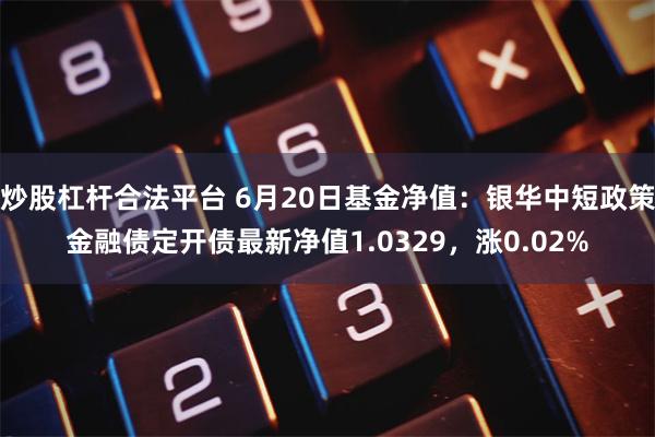 炒股杠杆合法平台 6月20日基金净值：银华中短政策金融债定开债最新净值1.0329，涨0.02%