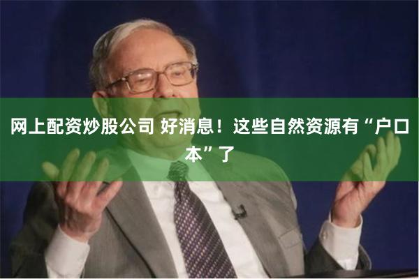 网上配资炒股公司 好消息！这些自然资源有“户口本”了