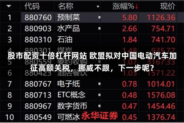 股市配资十倍杠杆网站 欧盟拟对中国电动汽车加征高额关税，挪威不跟，下一步呢？