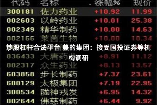 炒股杠杆合法平台 美的集团：接受国投证券等机构调研